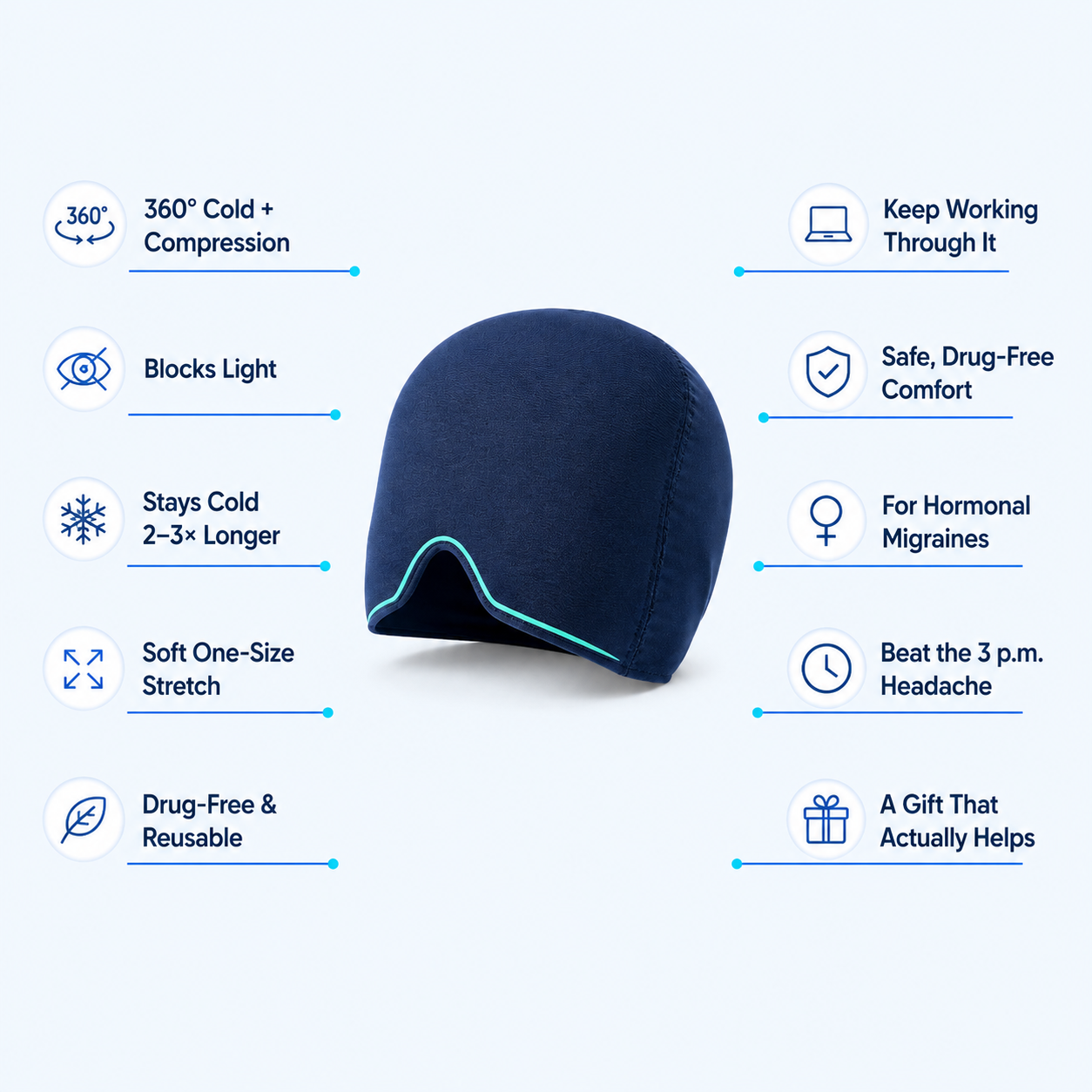 Retractable Ice Gel Headache Relief Cap